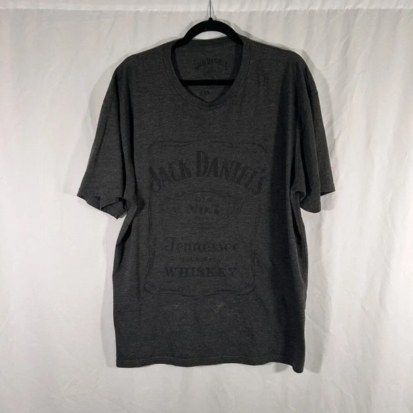 Jack Daniels Shirt Men's XXL Dark Grey Short Sleeve Crew Neck Print Cotton - Picture 1 of 9
